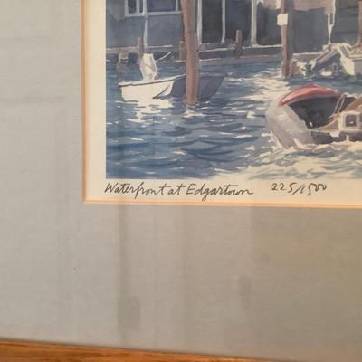 2 watercolors Robert Kennedy Waterfront @ Edgartown, Dorothy Lloyd Griffith Houses of Parliment