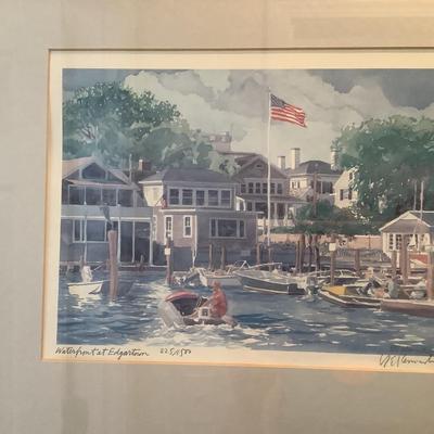 2 watercolors Robert Kennedy Waterfront @ Edgartown, Dorothy Lloyd Griffith Houses of Parliment