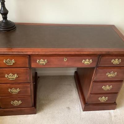 Desk with leather top, Hooker furniture 38â€H 48â€W 22â€depth