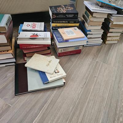 Open sided book side table and books
