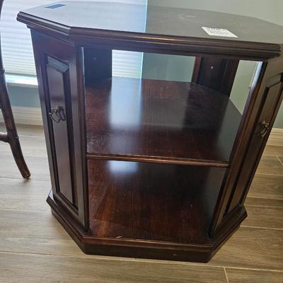 Open sided book side table and books