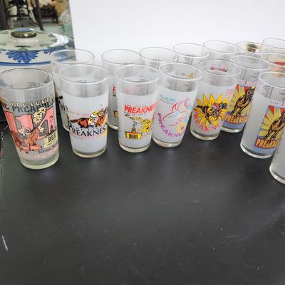 Collection of Preakness Day Glasses & 1 Kentucky Derby