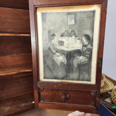 Antique Mirror Wall Cabinet with Towel Holder 20x28x5.5