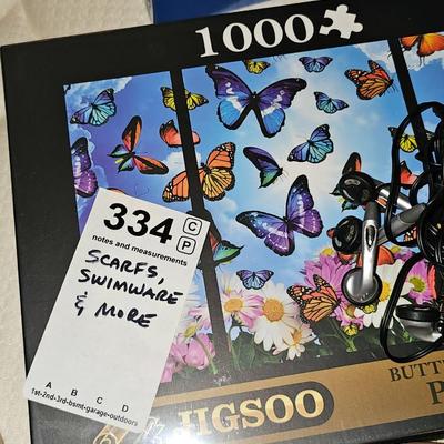 Scarves. Swimwear, puzzle and more