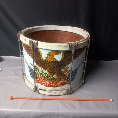 CIRCA 1930 DOUBLE SIDED WOODEN DRUM