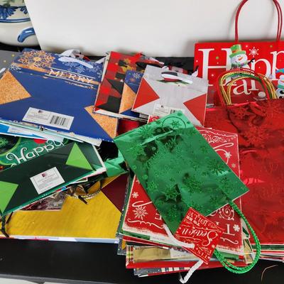 Large Lot of Lindy Bowman Holiday Christmas Gift bags New Stock in Large Tote