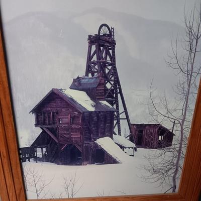 2 FRAMED PHOTOS OF A RUSTIC GOLD MINE AND STRUCTURE