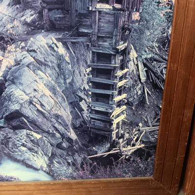 2 FRAMED PHOTOS OF A RUSTIC GOLD MINE AND STRUCTURE