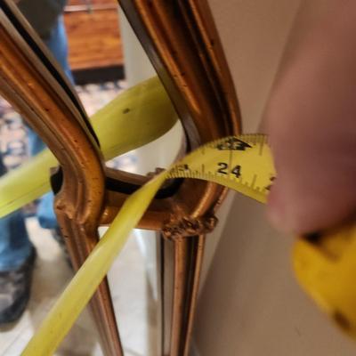 Vintage Heavy Arched Double Wood Framed Mirror 24"x43"