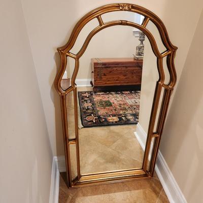 Vintage Heavy Arched Double Wood Framed Mirror 24"x43"