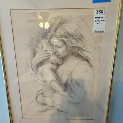 Pencil sketch of Mother and Child by M. Zapp
