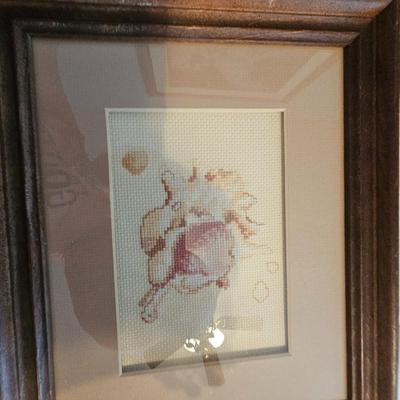 Five Matted cross stitch wall hangings