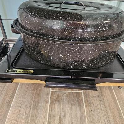 Metal Bakers Rack, punch bowl, griddle and more