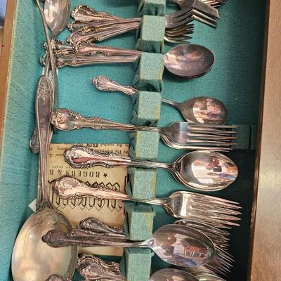 Vintage Coffee table and side table with flatware storage
