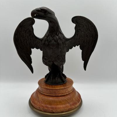 Bronze Eagle on Wood Pedestal