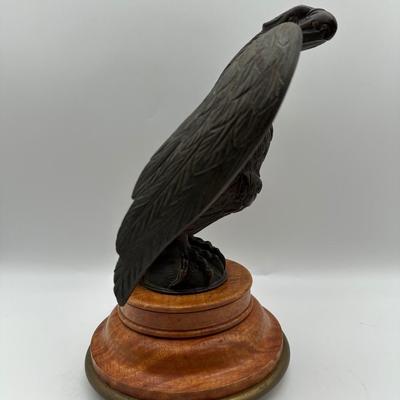 Bronze Eagle on Wood Pedestal