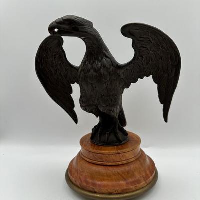 Bronze Eagle on Wood Pedestal