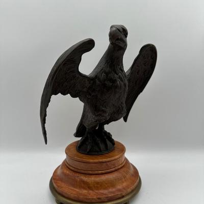 Bronze Eagle on Wood Pedestal