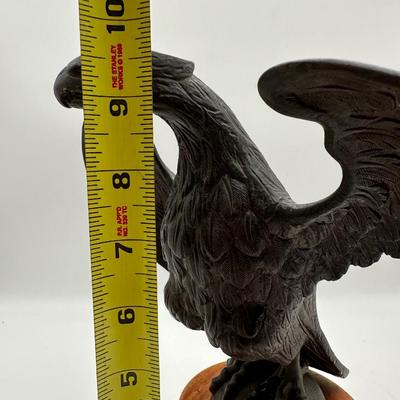 Bronze Eagle on Wood Pedestal