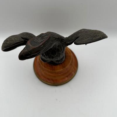 Bronze Eagle on Wood Pedestal