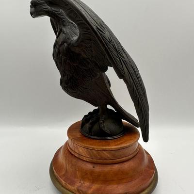 Bronze Eagle on Wood Pedestal