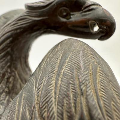 Bronze Eagle on Wood Pedestal