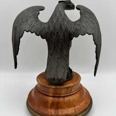 Bronze Eagle on Wood Pedestal