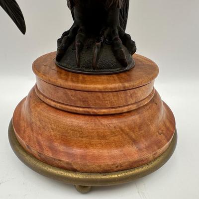 Bronze Eagle on Wood Pedestal