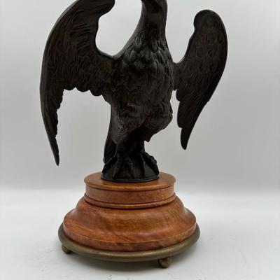 Bronze Eagle on Wood Pedestal