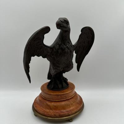 Bronze Eagle on Wood Pedestal