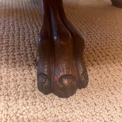 Hand Carved Pedestal Round Table with Lion's Paw Feet