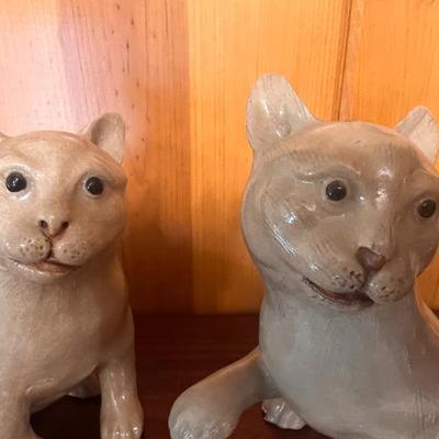 Matched Pair of Glazed Chinese Ceramic Cats