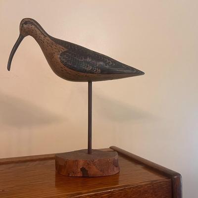 Signed, William E. Kirkpatrick - Carved Shorebird Bird Decoy