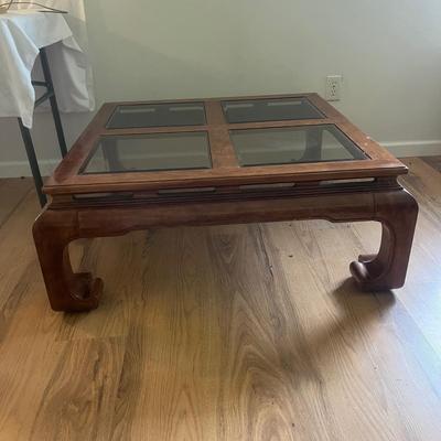 Wooden Coffee Table with Beveled Glass Top (D-MG)