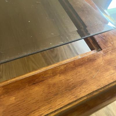 Wooden Coffee Table with Beveled Glass Top (D-MG)