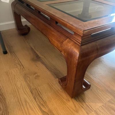 Wooden Coffee Table with Beveled Glass Top (D-MG)