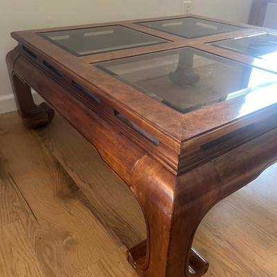 Wooden Coffee Table with Beveled Glass Top (D-MG)