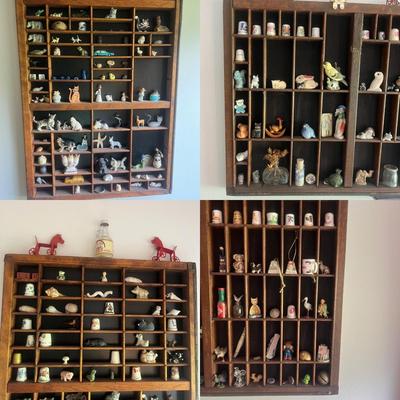 Vintage Wooden Print Set Drawers with Collectibles (D-MG)
