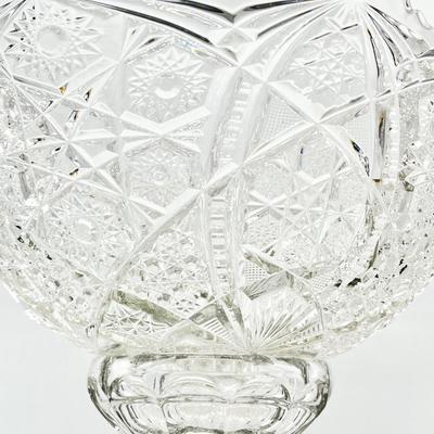 Vtg. Cut Crystal Punch Bowl With Stand