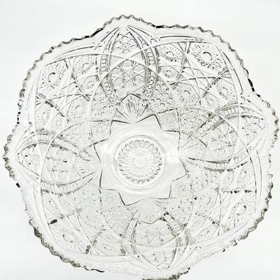 Vtg. Cut Crystal Punch Bowl With Stand