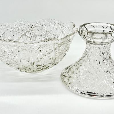 Vtg. Cut Crystal Punch Bowl With Stand
