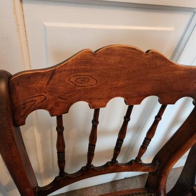 PAIR Antique Needlepoint Seat Chairs