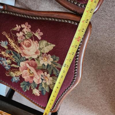 PAIR Antique Needlepoint Seat Chairs