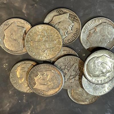$1.10 Face Value of 90% U.S. Silver Coins Circulated Condition as Pictured.