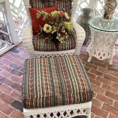 Wicker chair and ottoman