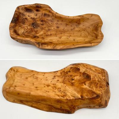 Hand Carved Wood Fruit Bowl & Tray
