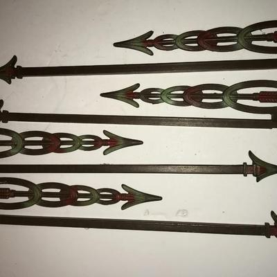 Antique Swing Arm Curtain Rod Brackets Painted Arrows ~ Native American ~ Western ~ Craftsman Styles