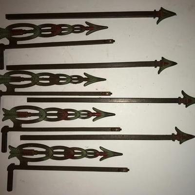 Antique Swing Arm Curtain Rod Brackets Painted Arrows ~ Native American ~ Western ~ Craftsman Styles