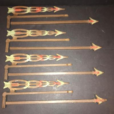 Antique Swing Arm Curtain Rod Brackets Painted Arrows ~ Native American ~ Western ~ Craftsman Styles