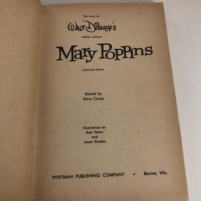 LOT 5A: Vintage Disney Collection - Mary Poppins Record & Book, Bambi Record, Mickey Mouse Glass Mug & More